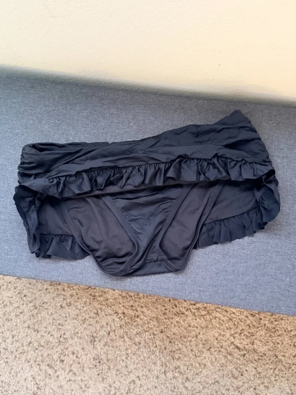 Black Ruffle Swim Skirt Bottoms NWT